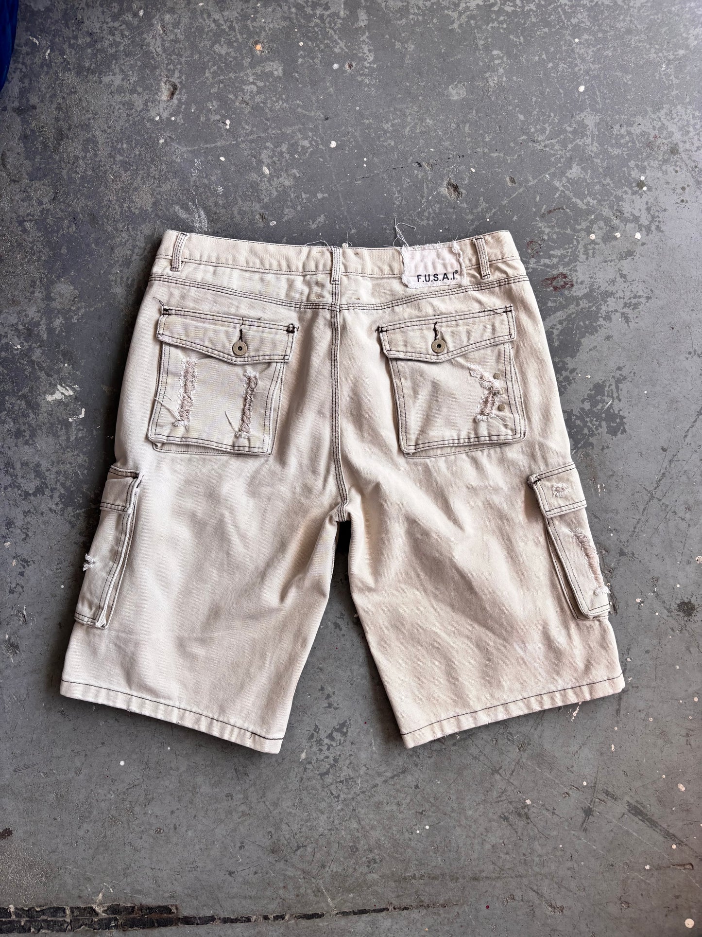 Fuse Acid Wash Cargo denim short - Sz 42