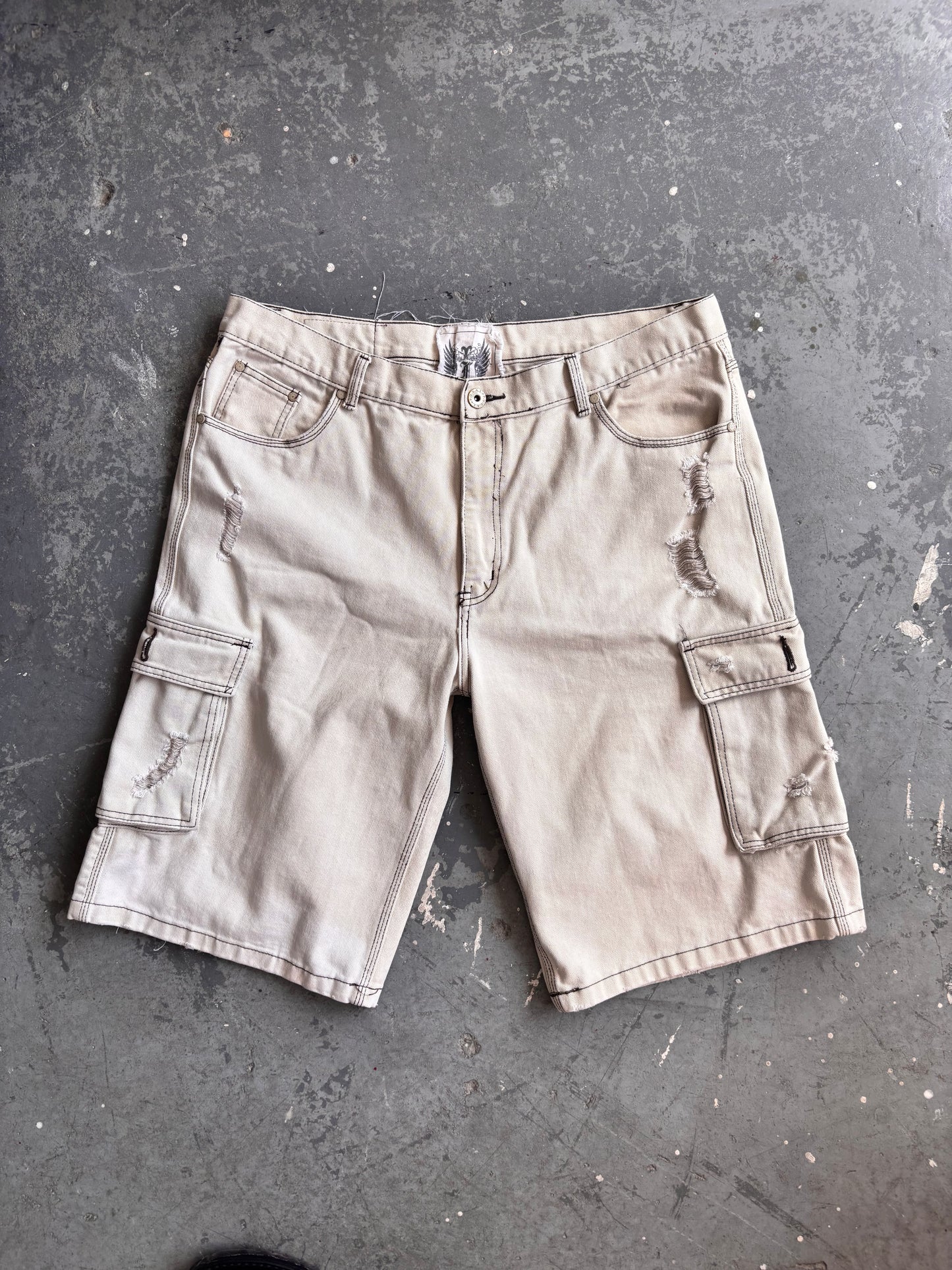 Fuse Acid Wash Cargo denim short - Sz 42