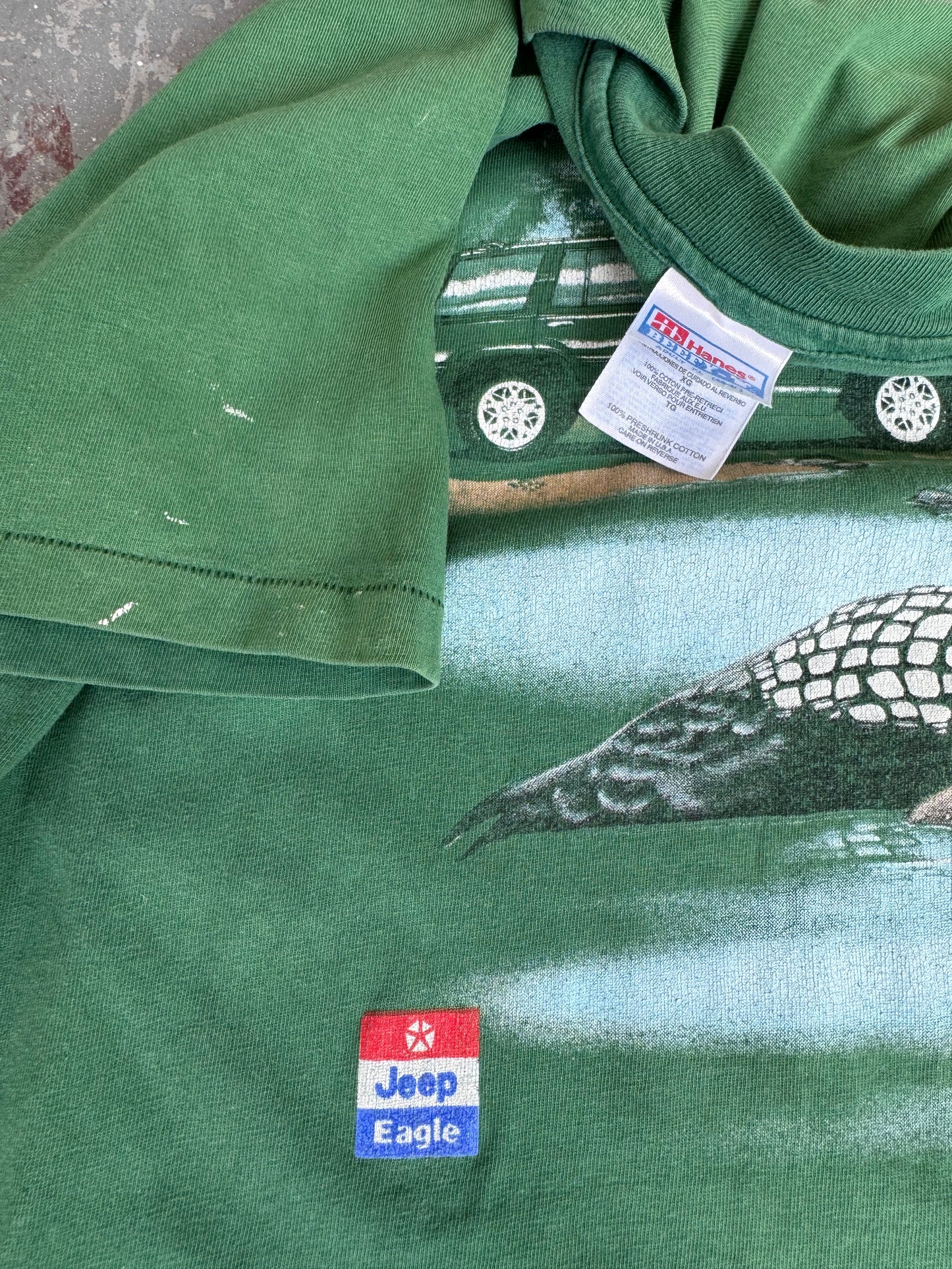 90s Jeep Duck Green tee - Sz XL