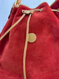 NEW Fendi Red Suede Secchiello Bag