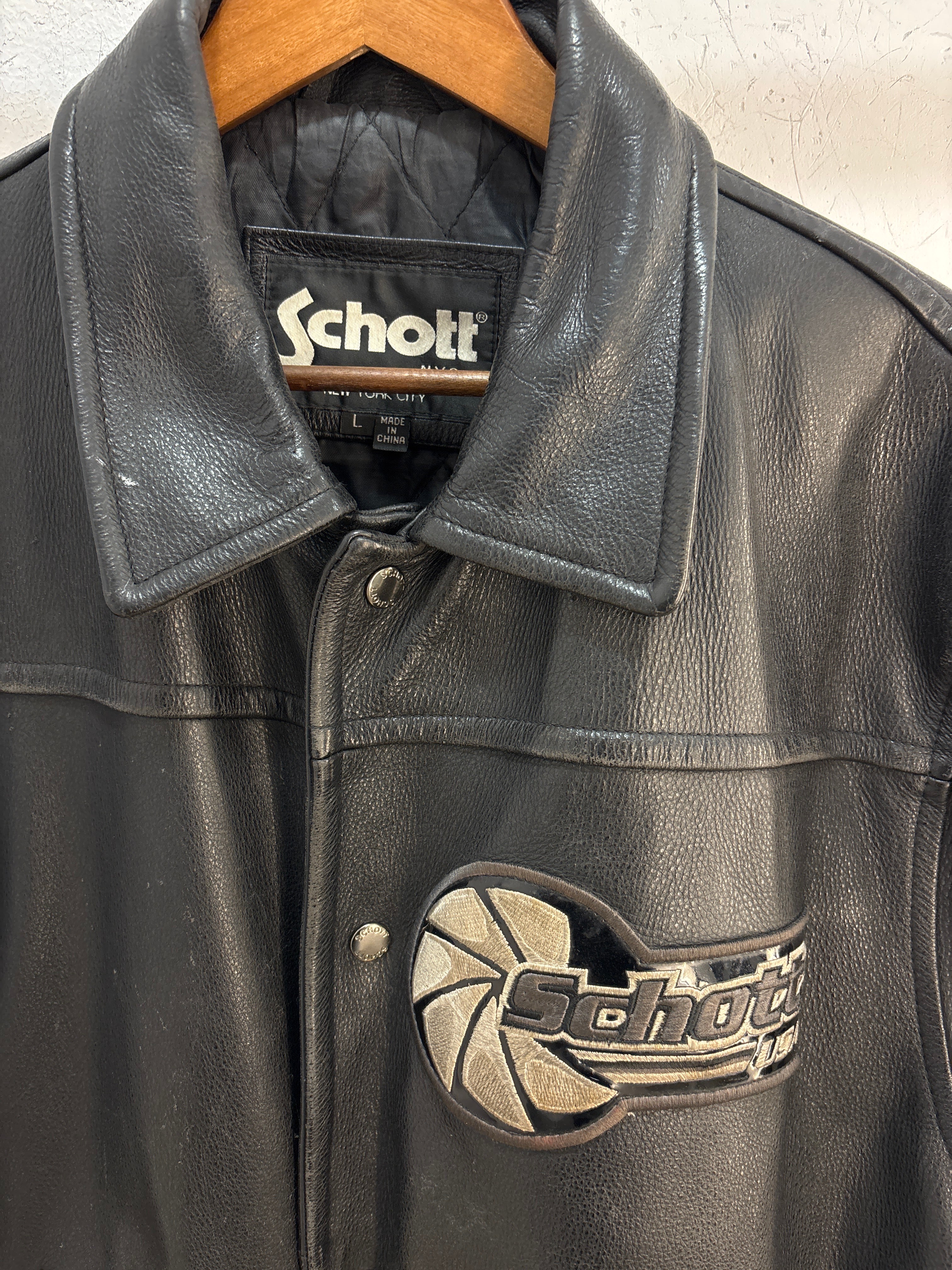 90s Schott NYC Bomber Leather Jacket - Size L