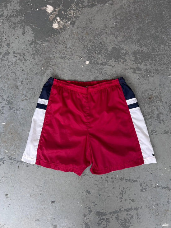 90s Nike Swoosh Red/Navy/White trunk short - Sz L