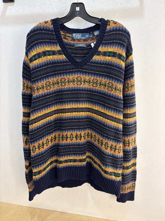 Polo RL Linen/Cashmere/V-neck Sweater - Size L