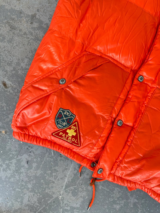 Y2K Polo Ralph Lauren Ski Club Orange Puffer Vest - Size L
