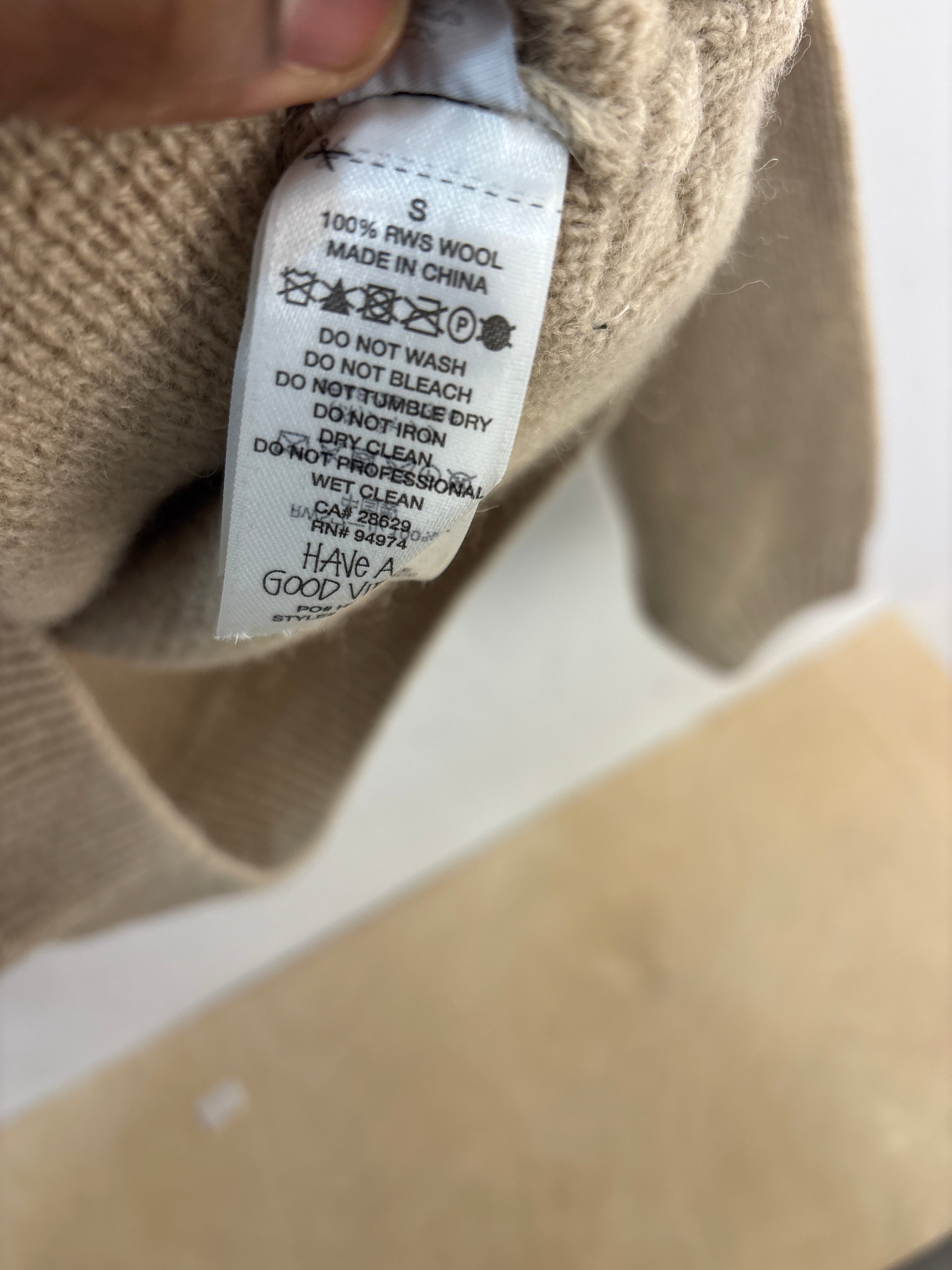 NEW Stussy Tan 1/4 Wool Zip -Size S