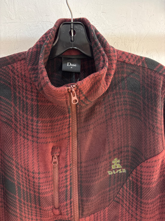 NEW Dime Plaid Polar Fleece Burgundy