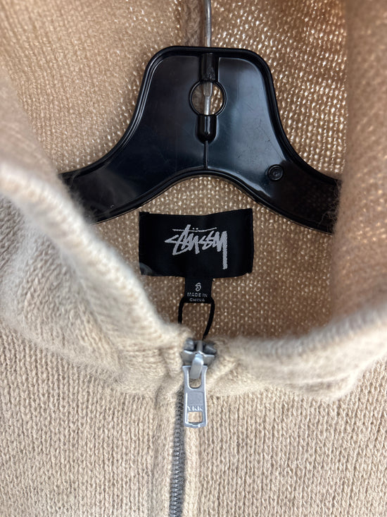NEW Stussy Tan 1/4 Wool Zip -Size S