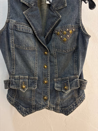 Y2K Belly Barlay Denim Vest - Size S