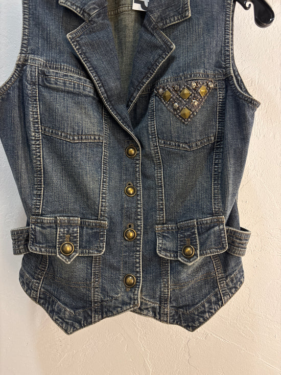 Y2K Belly Barlay Denim Vest - Size S