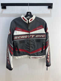 Y2k Schott Grey/Red Biker Jacket - Fit M women