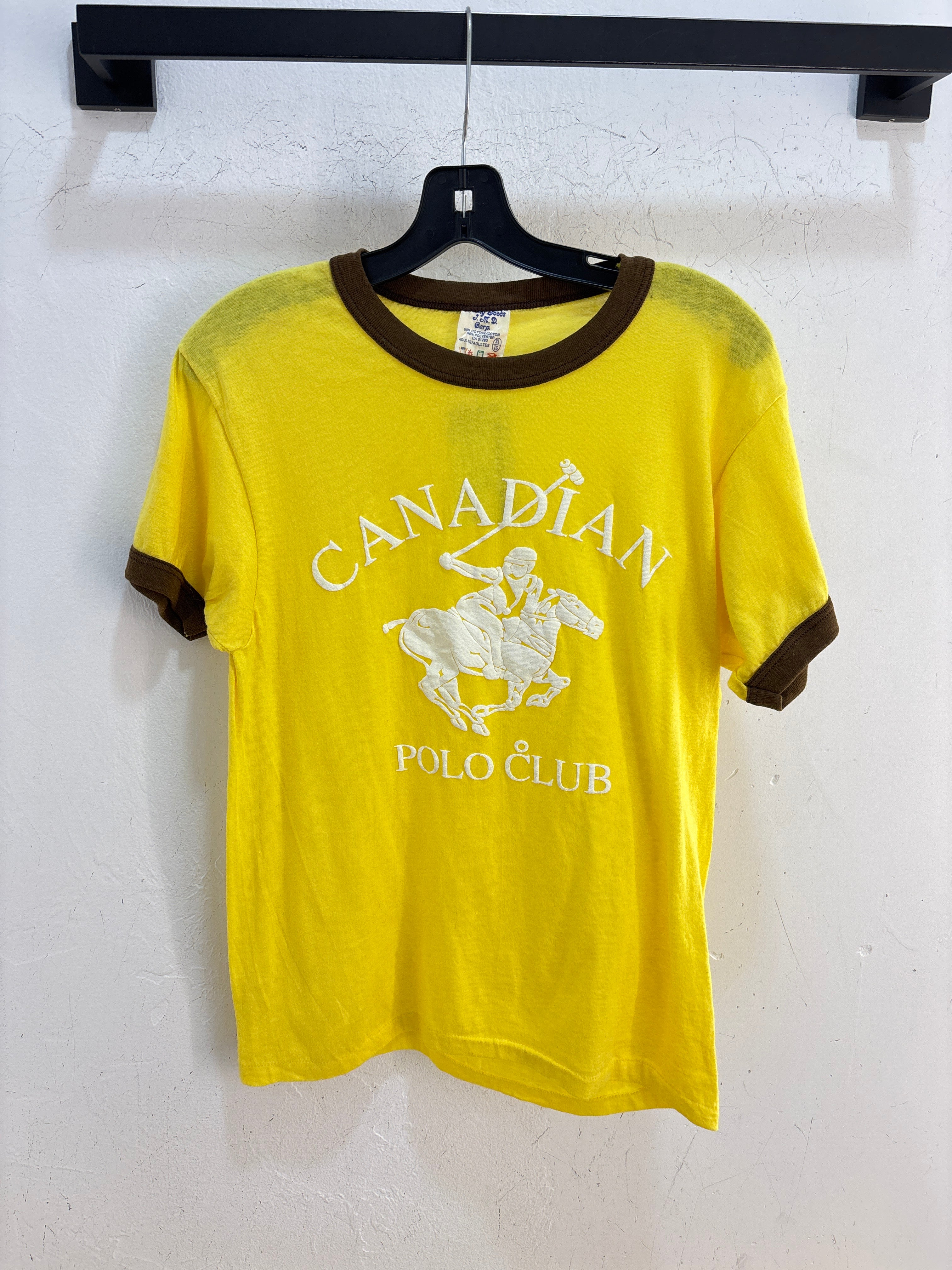 T-shirt à col rond du Canadian Polo Club des années 90, taille XL