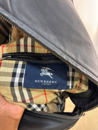 90s Burberry Leather Bomber Jacket L