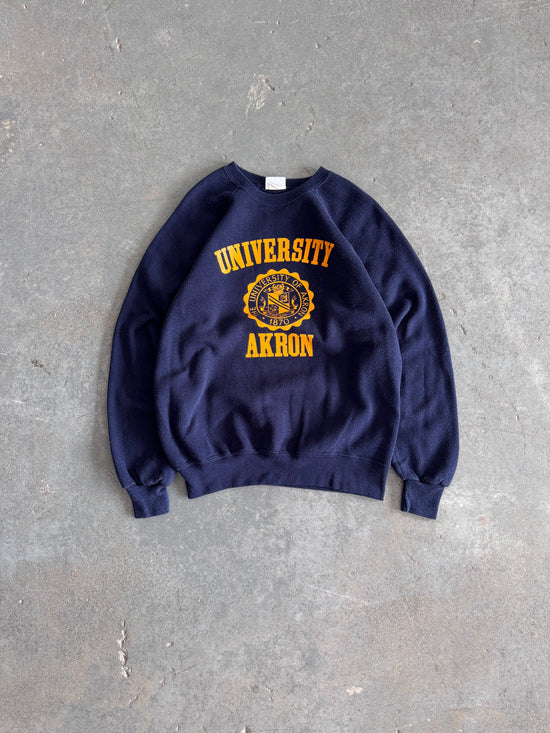 90' University of Akron Navy crewneck - Sz L
