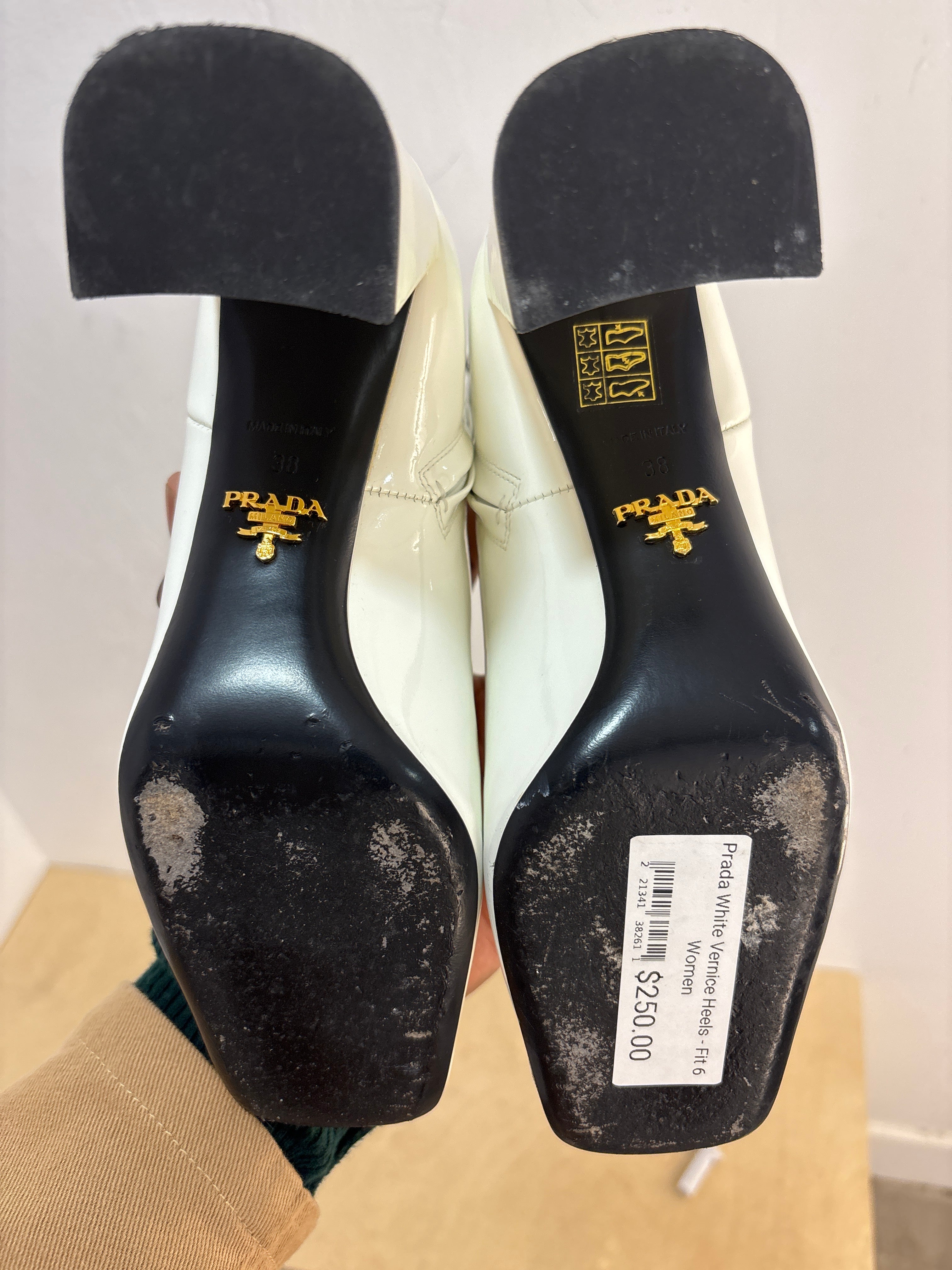 Prada white Vernice Heels - Size 38 euro