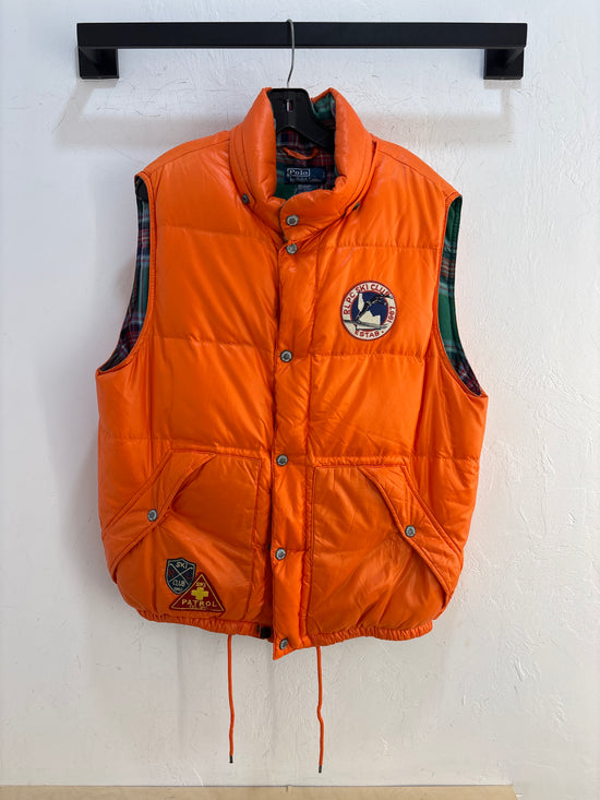 Y2K Polo Ralph Lauren Ski Club Orange Puffer Vest - Size L