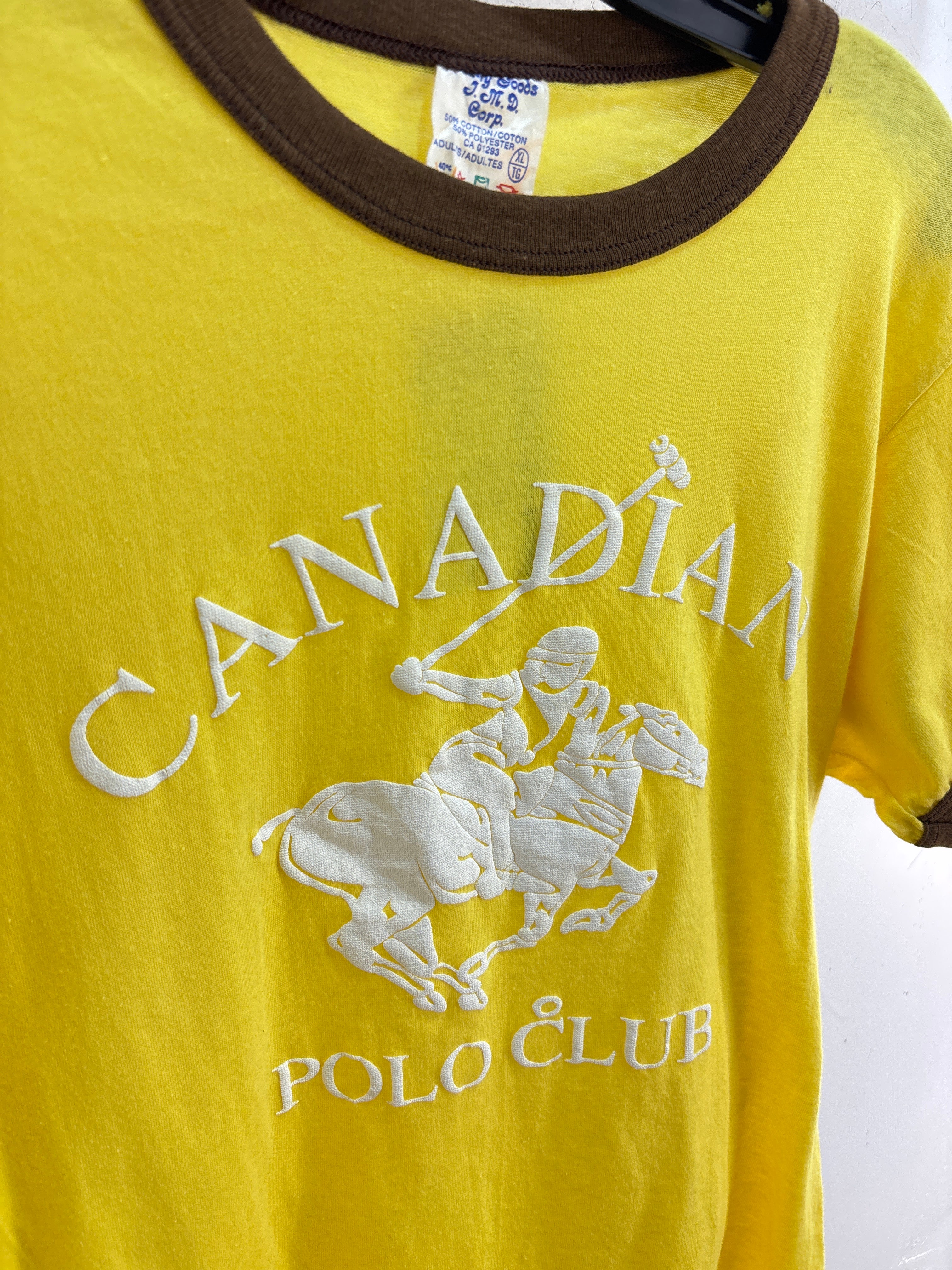 T-shirt à col rond du Canadian Polo Club des années 90, taille XL