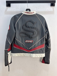 Y2k Schott Grey/Red Biker Jacket - Fit M women