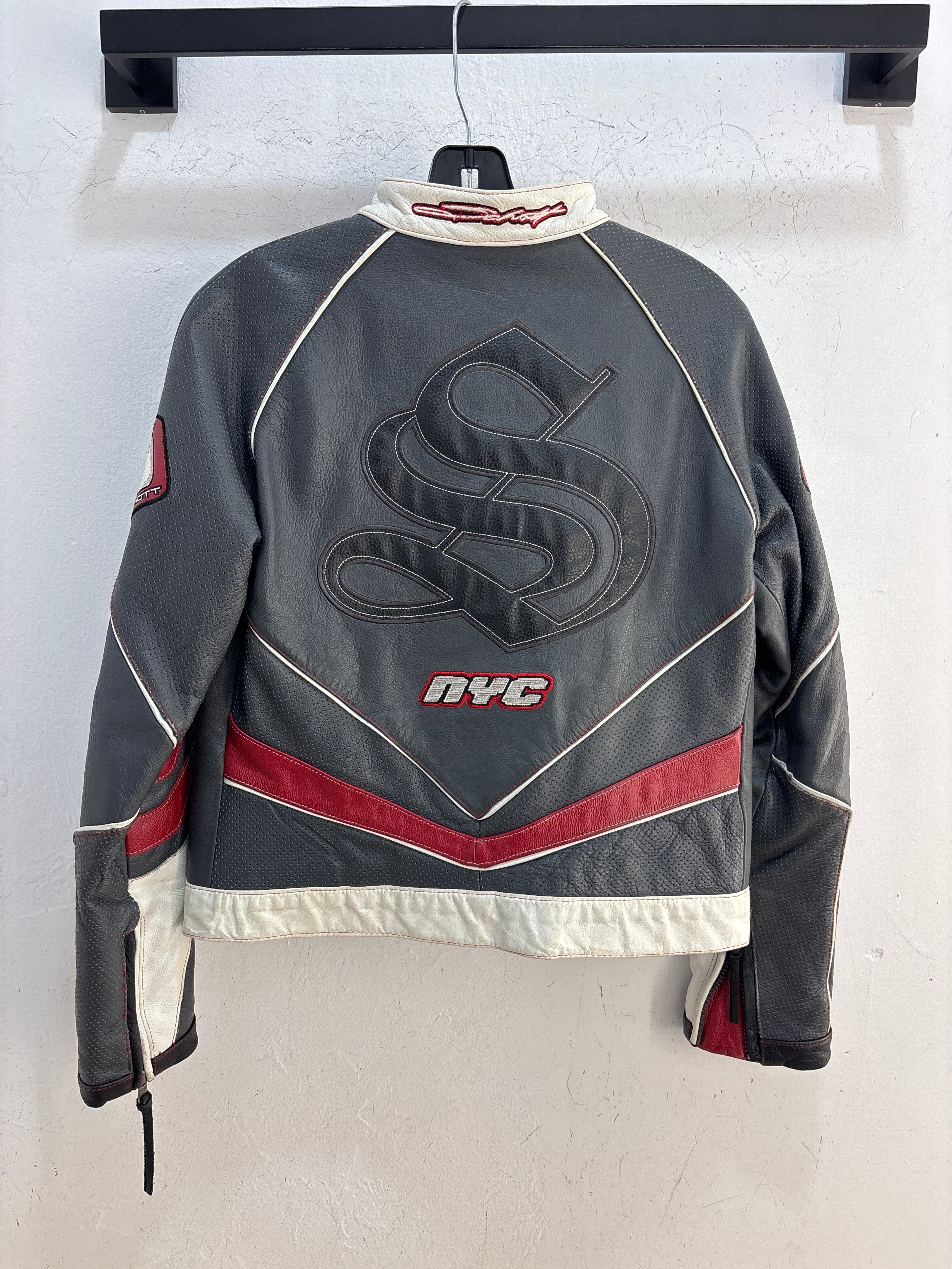 Y2k Schott Grey/Red Biker Jacket - Fit M women