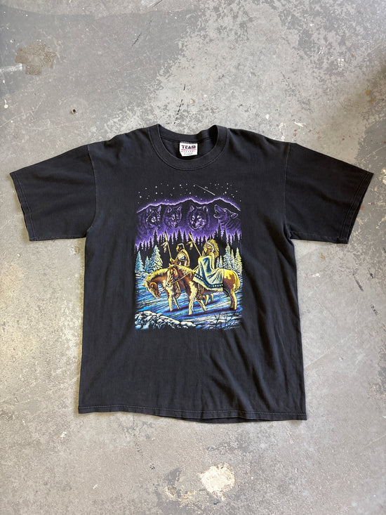 90s Indians Wolf pack tee - Sz XL
