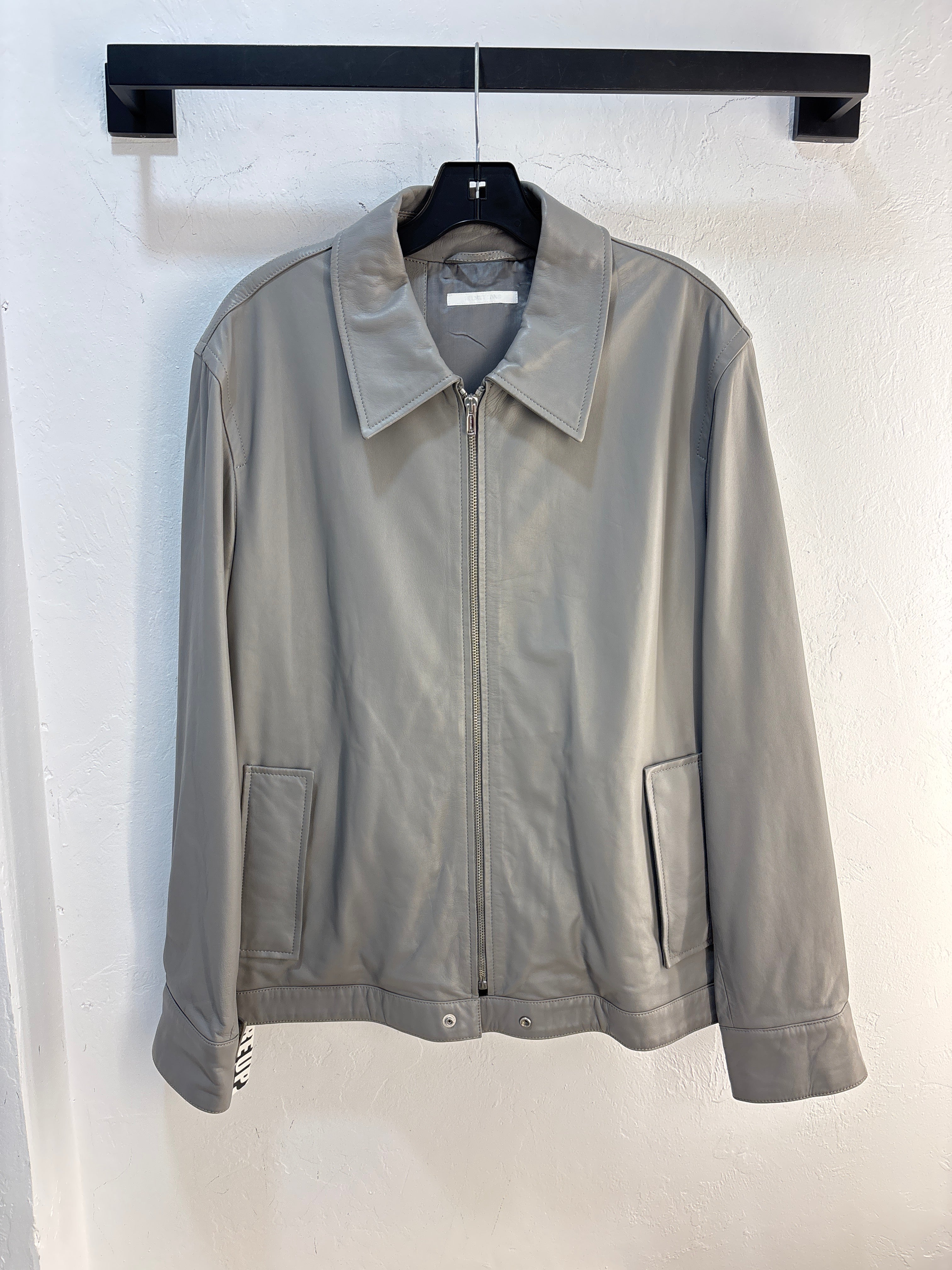 Helmut Lang Grey Lambskin Leather Jacket - M