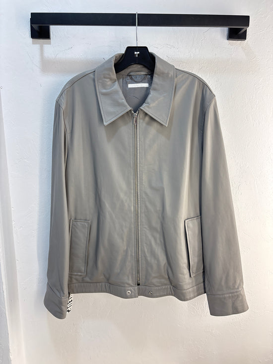 Helmut Lang Grey Lambskin Leather Jacket - M
