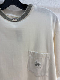 T-shirt Stussy crème à poche des années 90