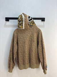 Bape Tan Velour Shark Hoodie - Size M