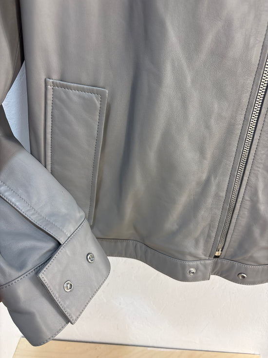 Helmut Lang Grey Lambskin Leather Jacket - M