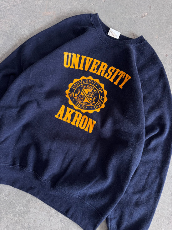90' University of Akron Navy crewneck - Sz L