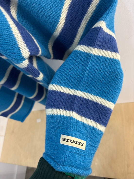 NEW Stussy Blue Stripe Wooll Sweater - Size M
