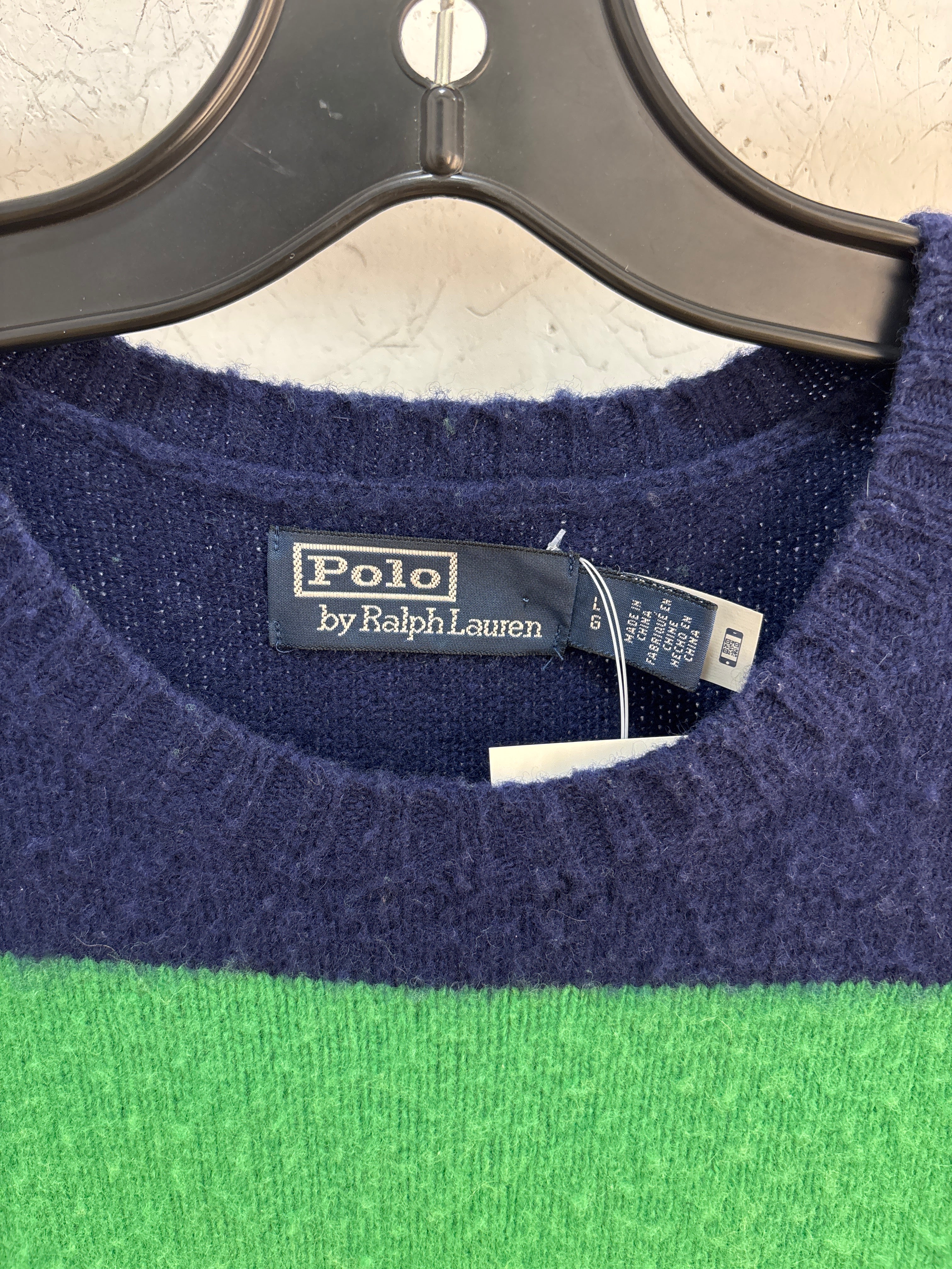 Polo RL Navy/Green Sweater - Size L