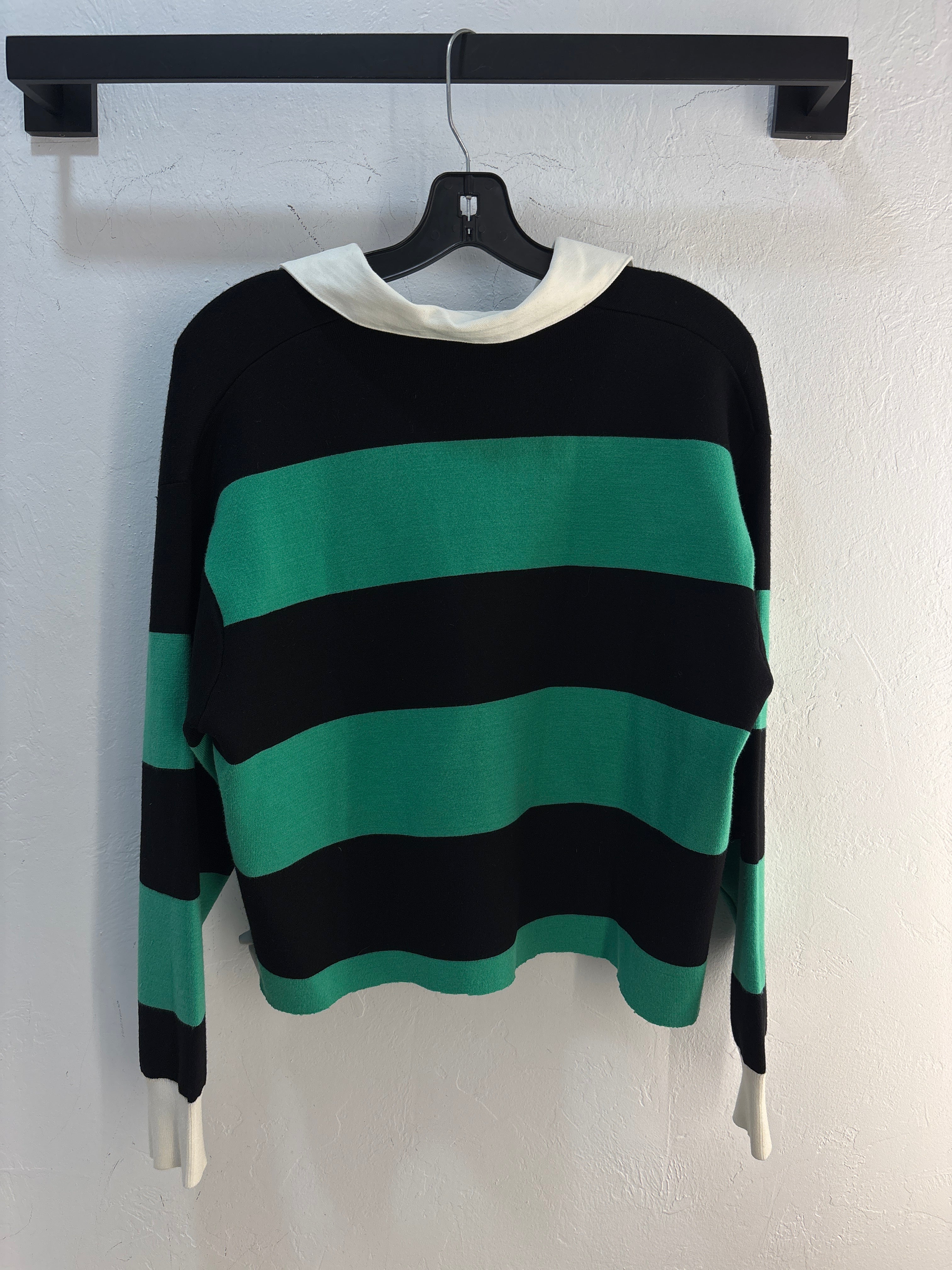Sandro Green Stripe Rugby - Size L(W)