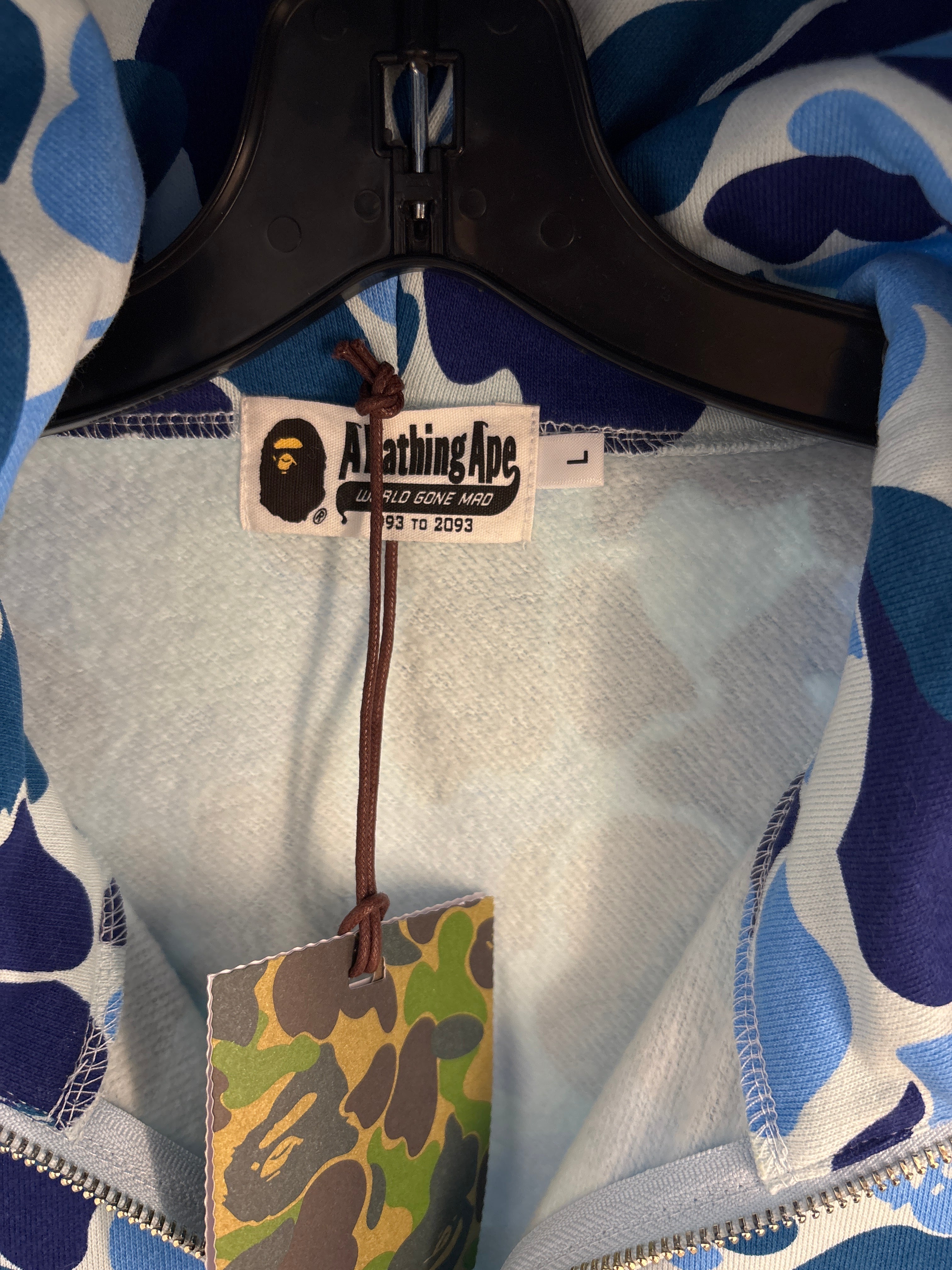 NEW BAPE ABC 2nd Camo Ape blue full zip -Size L