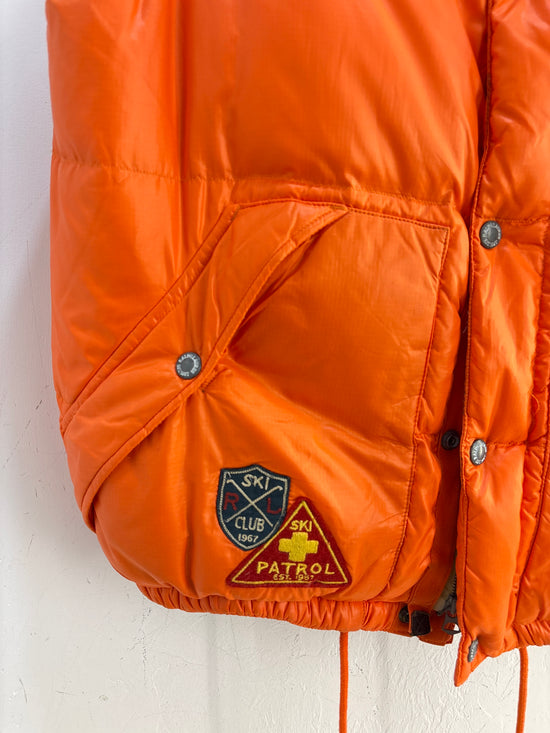 Y2K Polo Ralph Lauren Ski Club Orange Puffer Vest - Size L