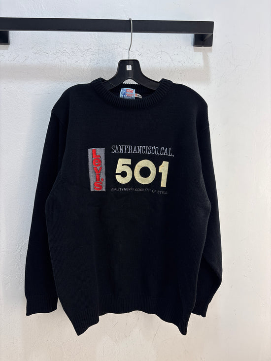 90s Levis 501 Black Knit Sweater - Fit L