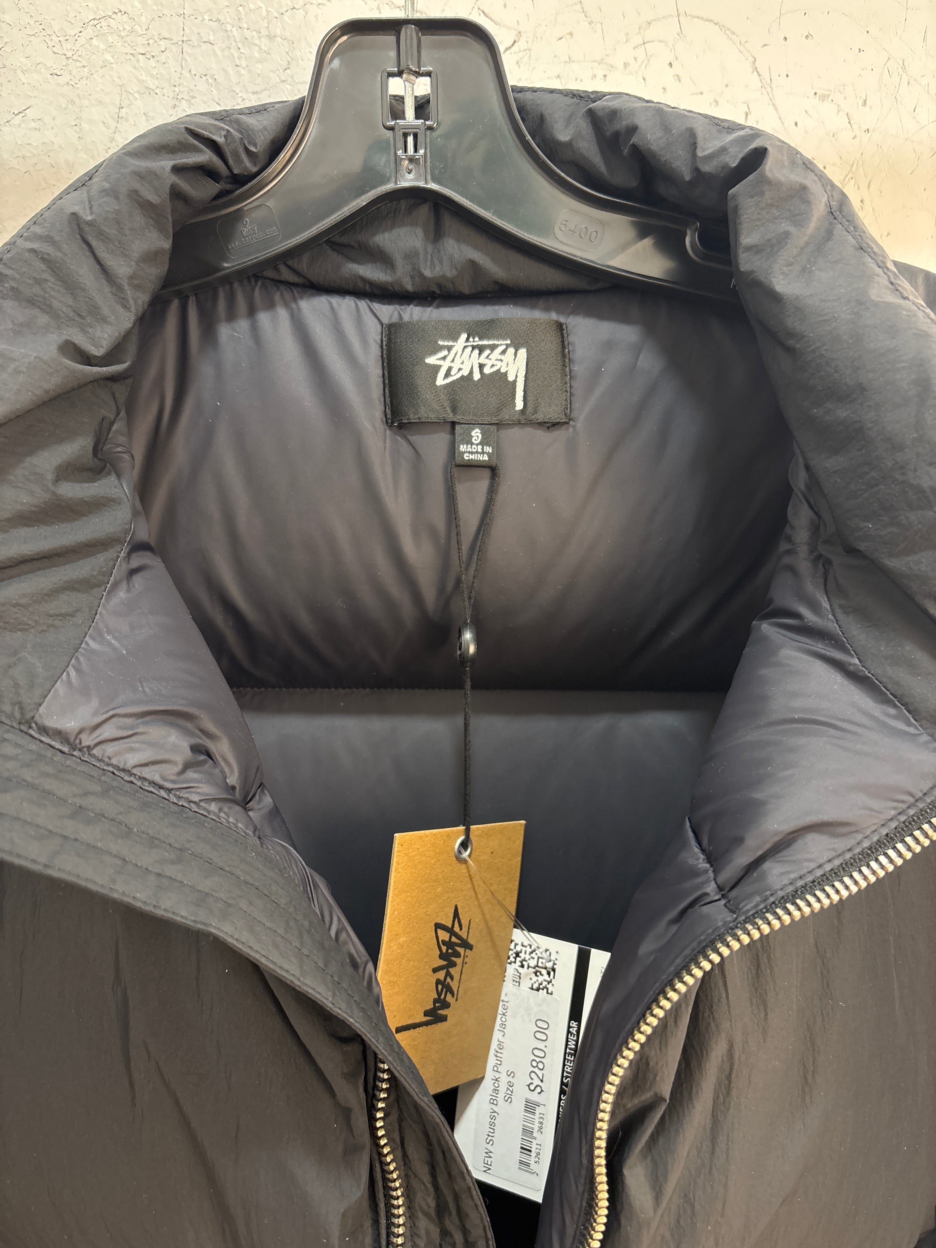 NEW Stussy Black Puffer Jacket - Size S