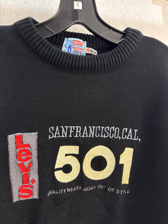 90s Levis 501 Black Knit Sweater - Fit L