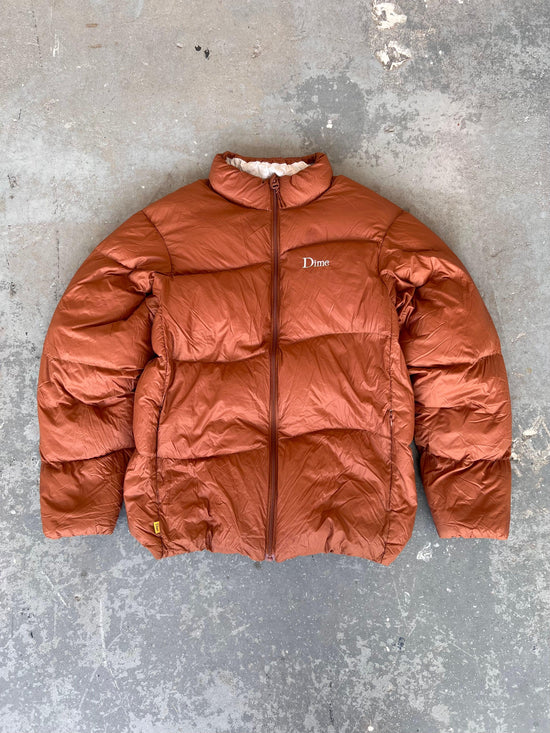 Dime MTL logo Brown Puffer Jacket - Size M