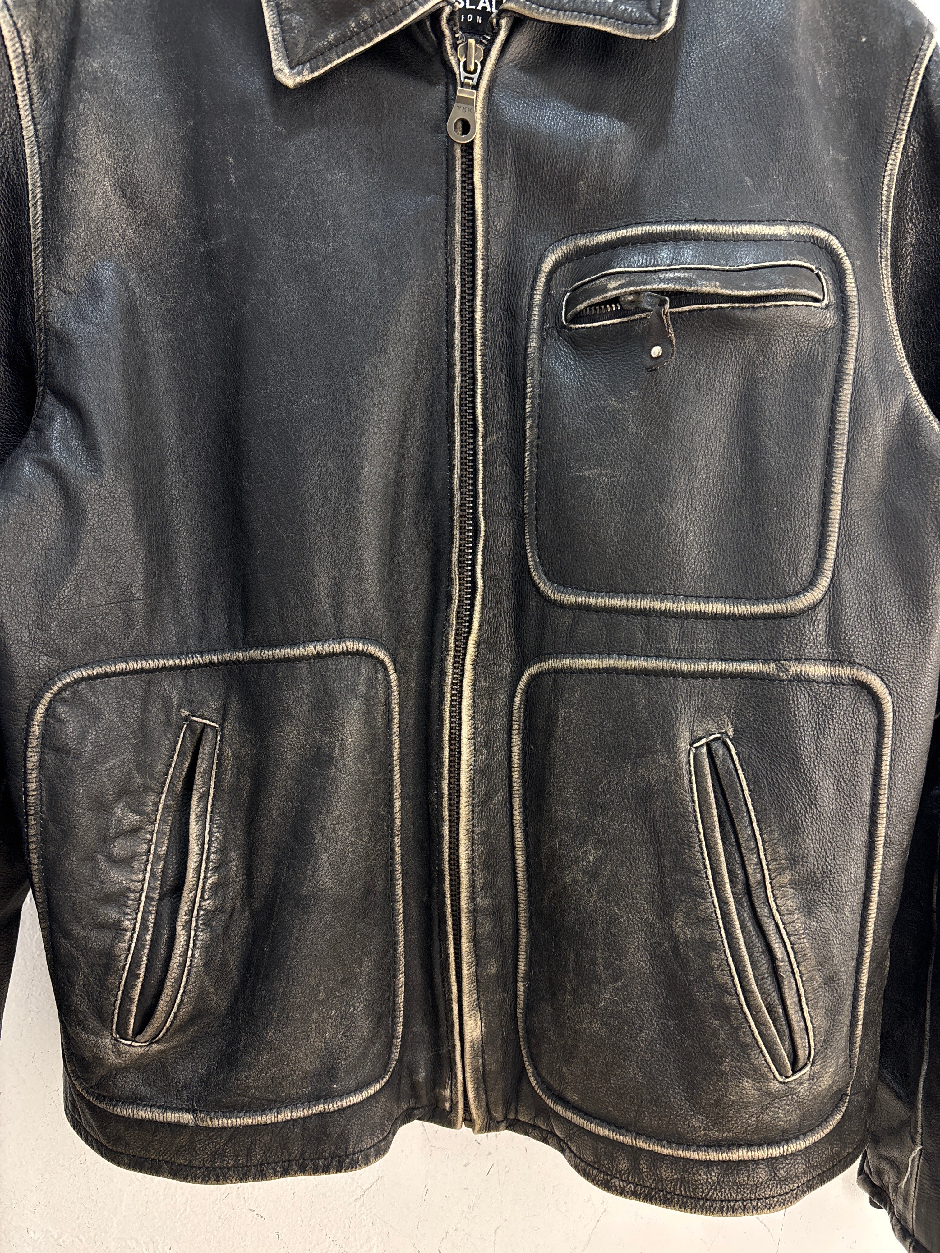 Bazik Black Leather jacket- Size XL