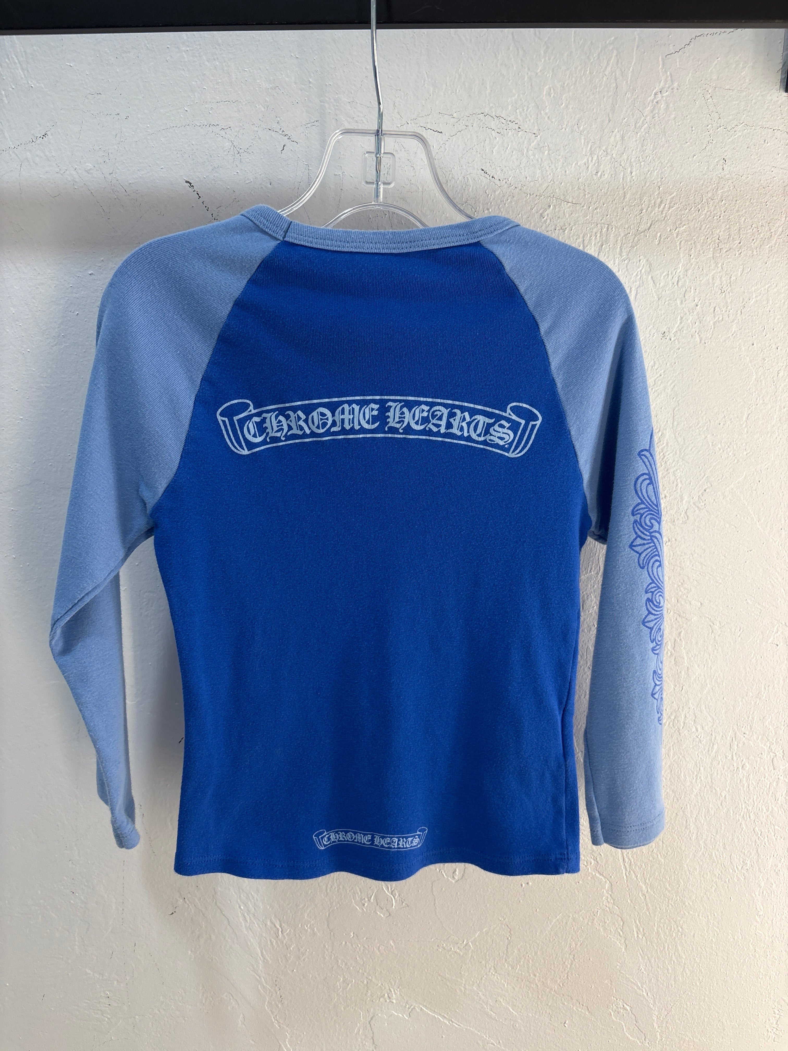 Lil Chrome Hearts Baby Blue Baseball Longsleeve - Size 12M