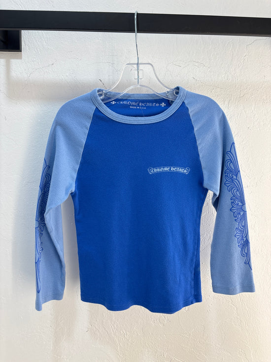 Lil Chrome Hearts Baby Blue Baseball Longsleeve - Size 12M