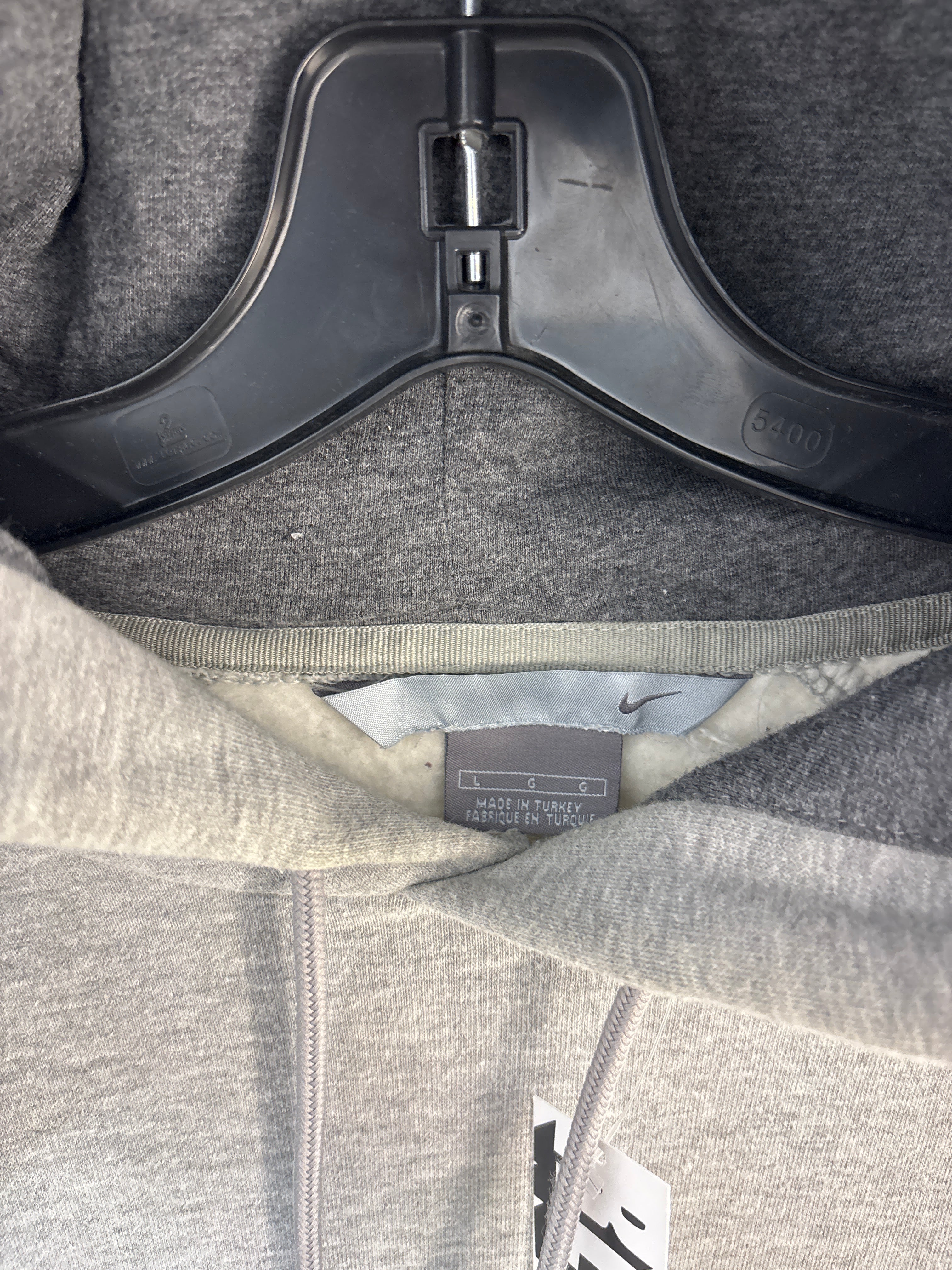 Y2k Nike Swoosh Grey Hoodie - Size L (Light Marks)