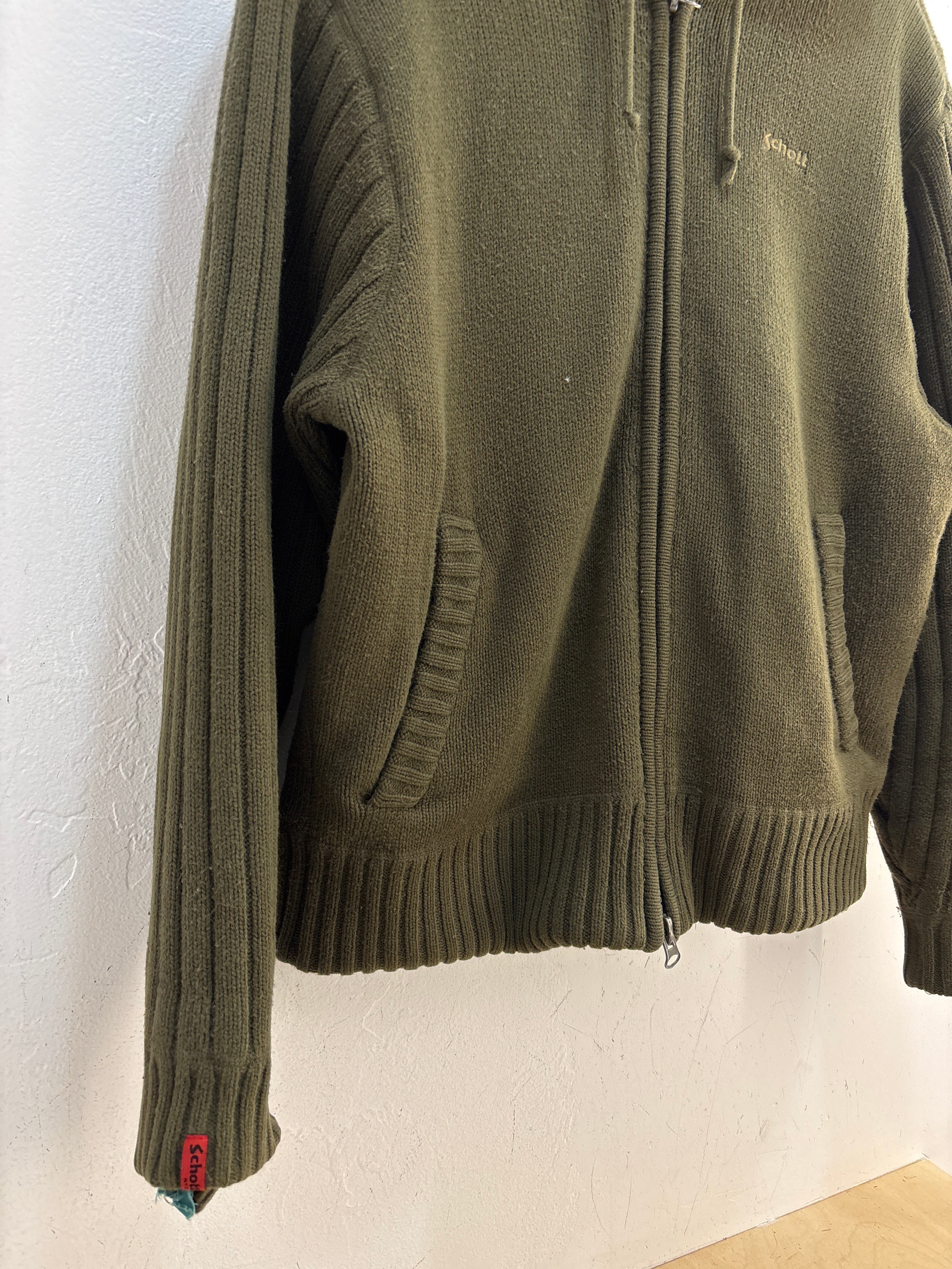 Schott Green Heavy Zipup Hoodie - Size L