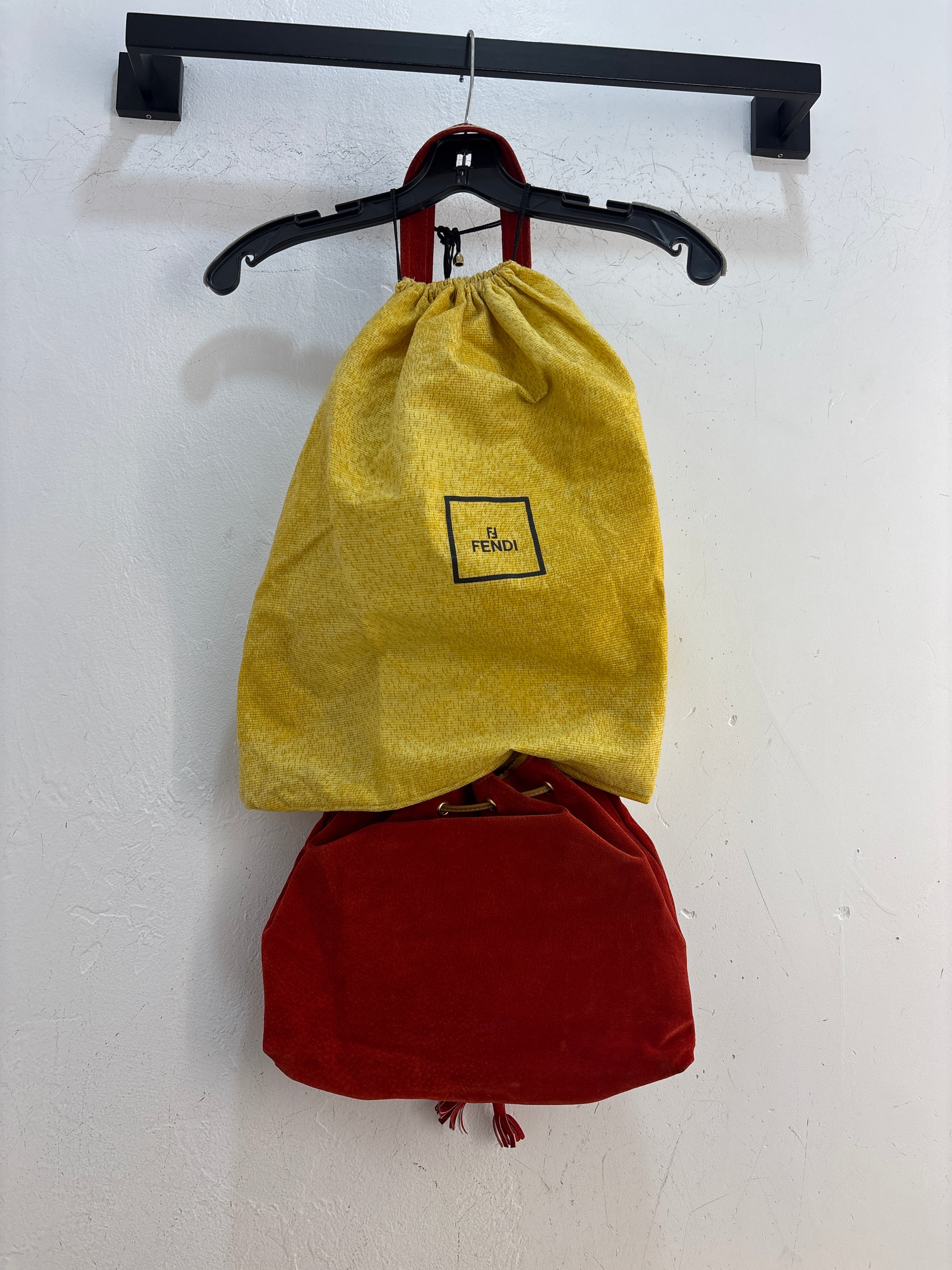 NEW Fendi Red Suede Secchiello Bag