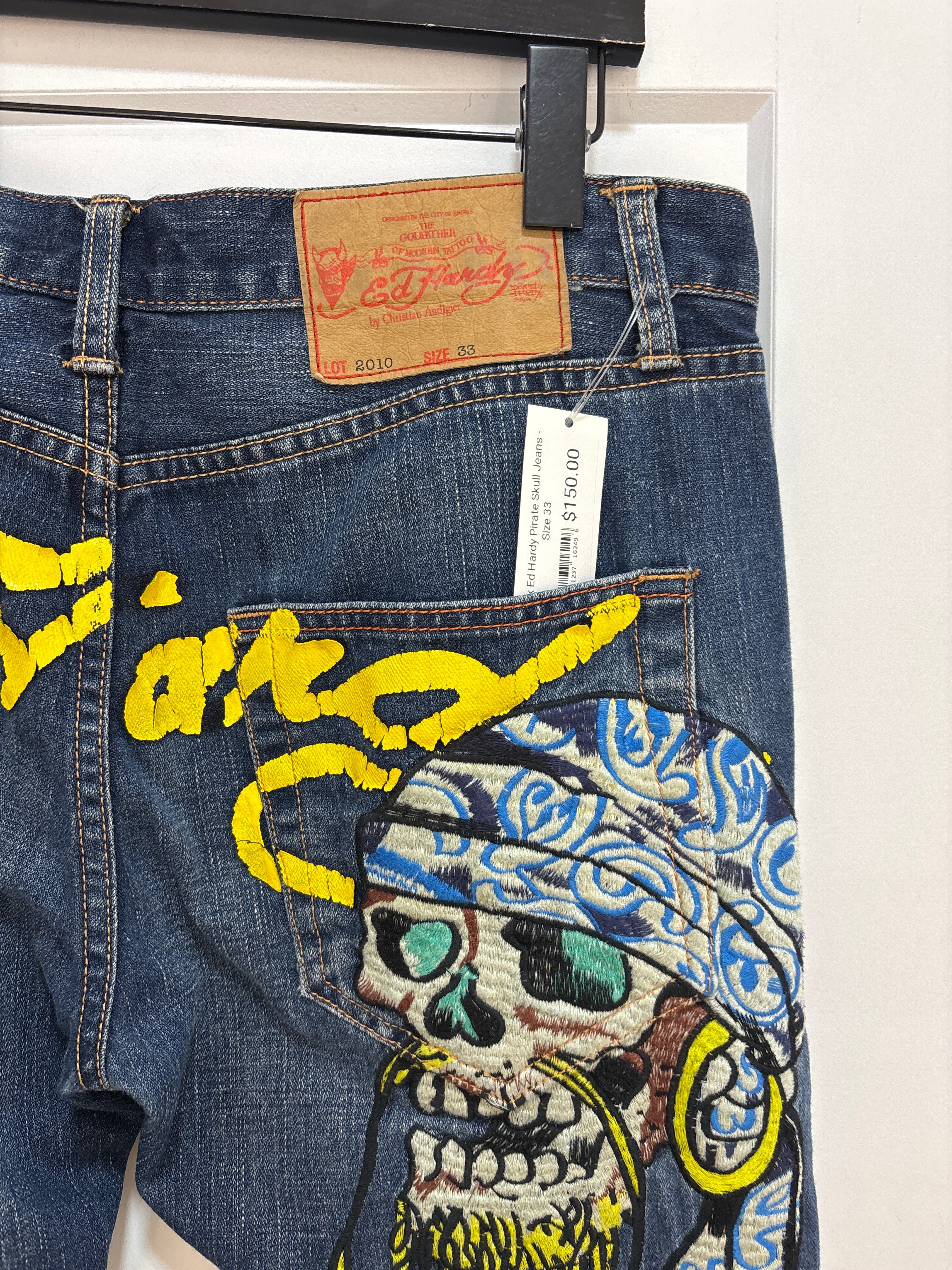 Y2K Ed Hardy Pirate Skull Jeans - Size 33