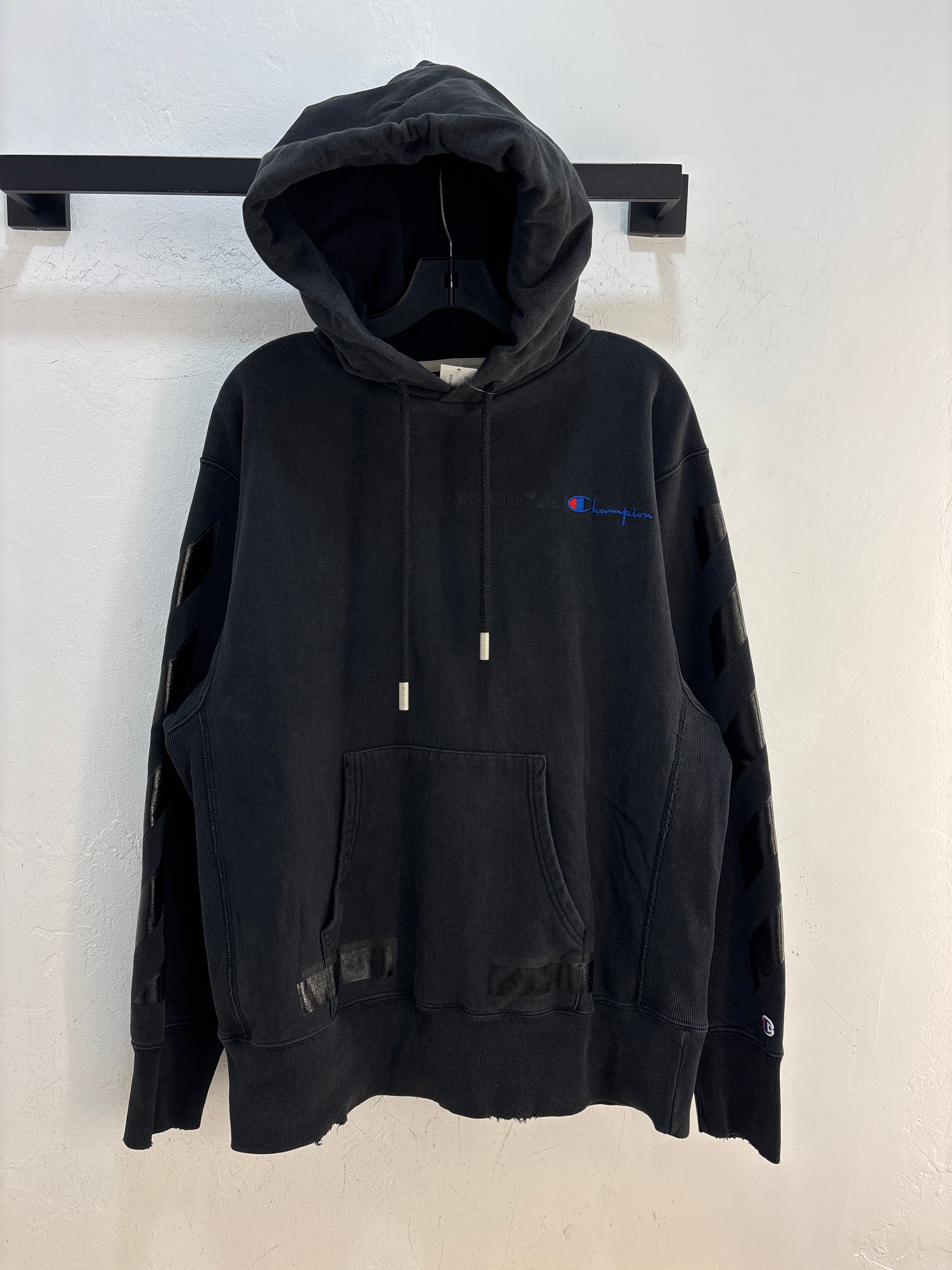OffWhite x Champion Black Hoodie - Size L