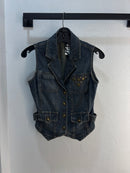 Y2K Belly Barlay Denim Vest - Size S