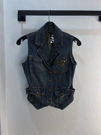 Y2K Belly Barlay Denim Vest - Size S