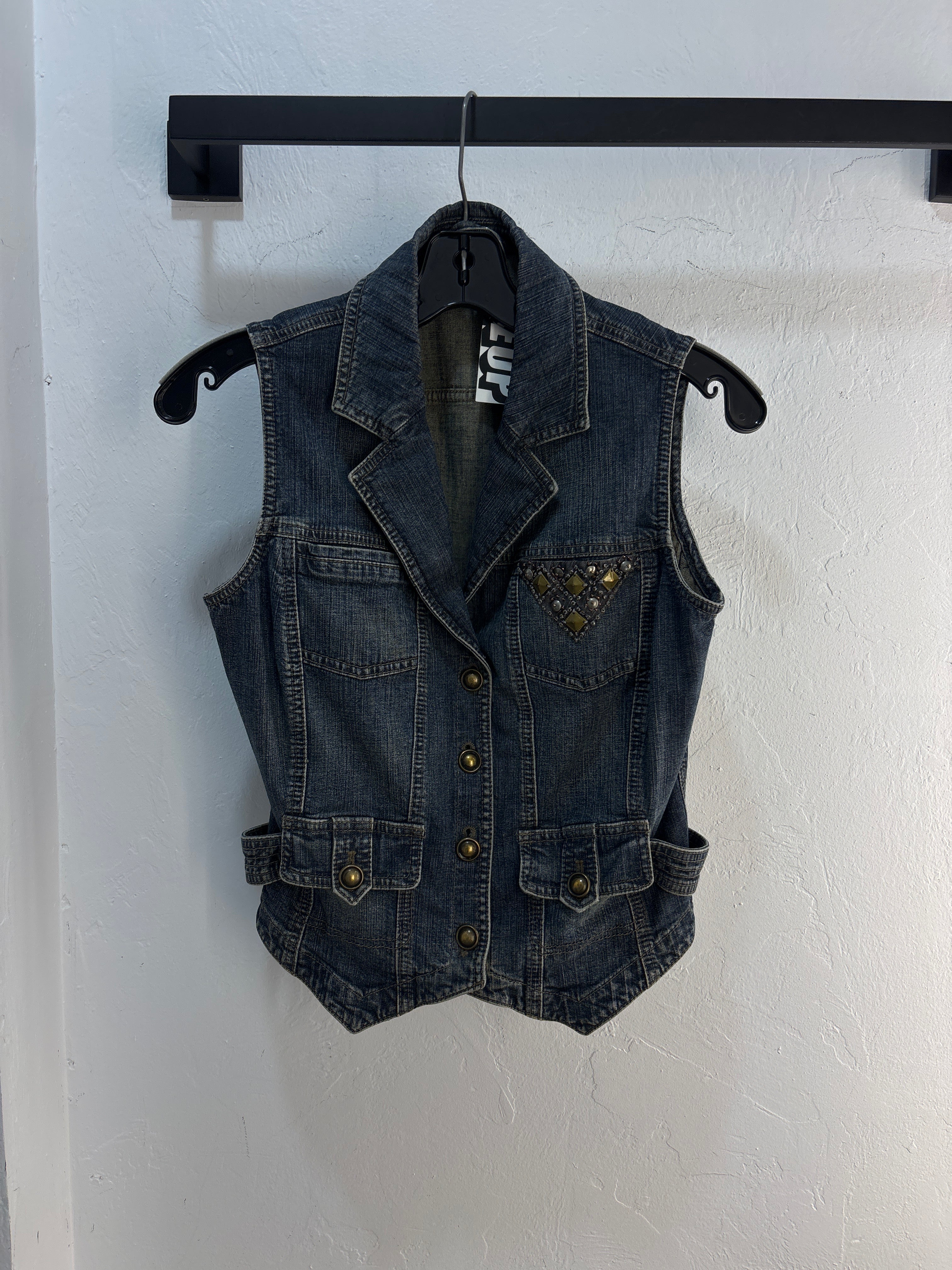 Y2K Belly Barlay Denim Vest - Size S