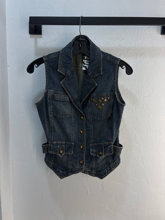 Y2K Belly Barlay Denim Vest - Size S